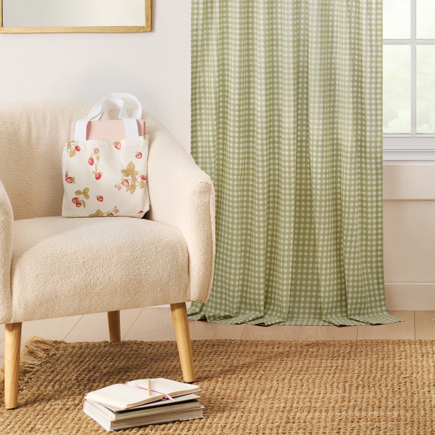 Peri Home Strawberry Picnic Curtain Panel Pair and Tote Bag Set