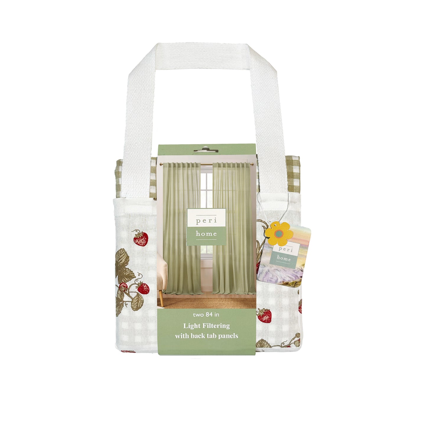 Peri Home Strawberry Picnic Curtain Panel Pair and Tote Bag Set