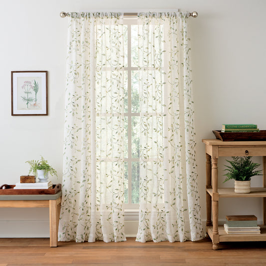Martha Stewart Durham Embroidery Curtain Panel Set