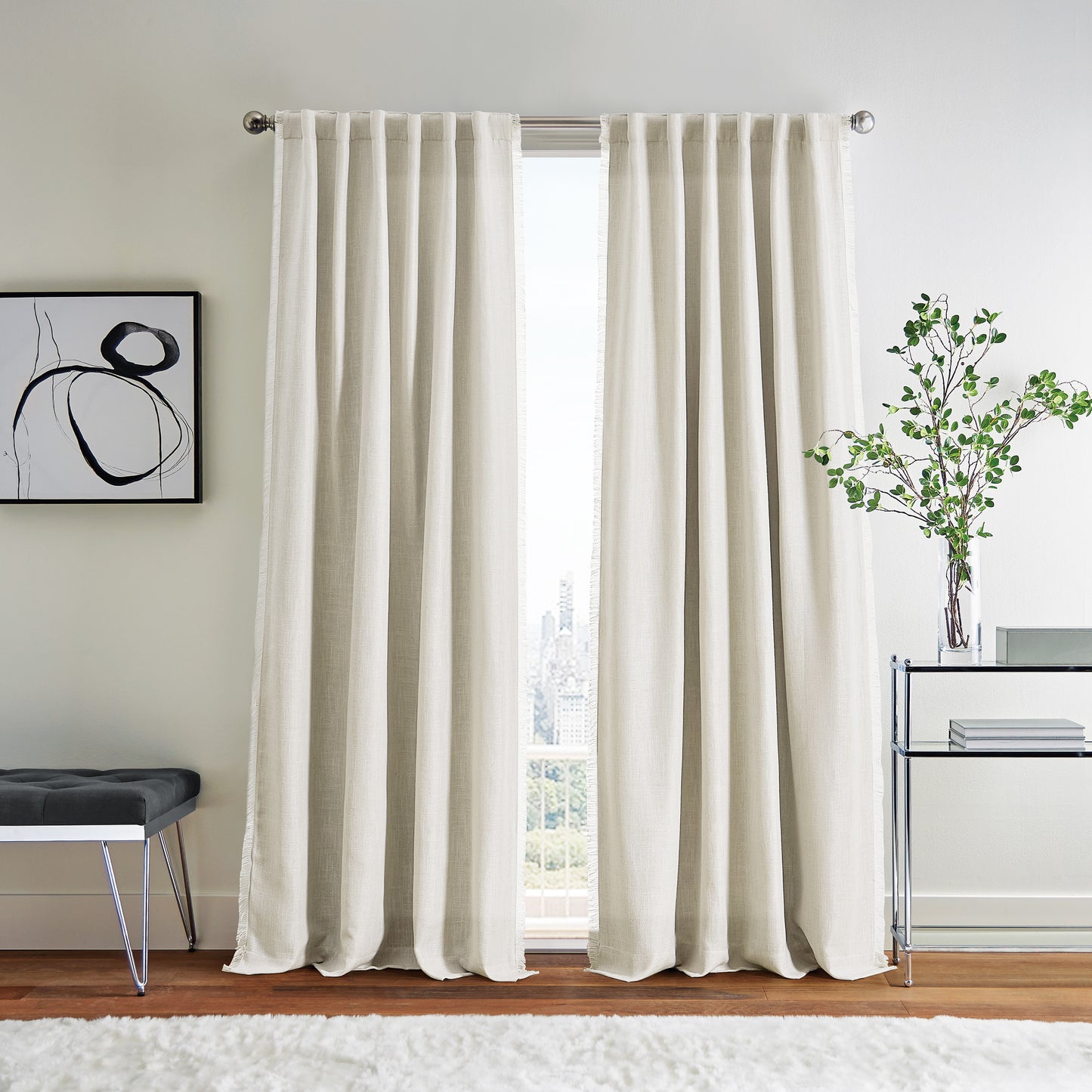DKNY Avery Frayed Edge Curtain Panel Pair
