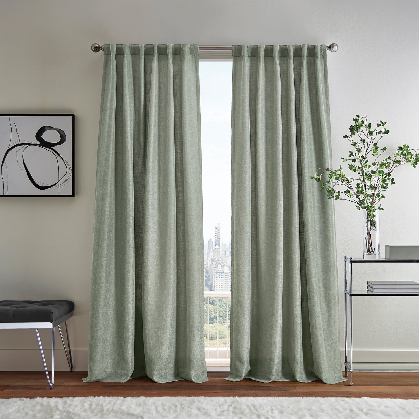 DKNY Avery Frayed Edge Curtain Panel Pair