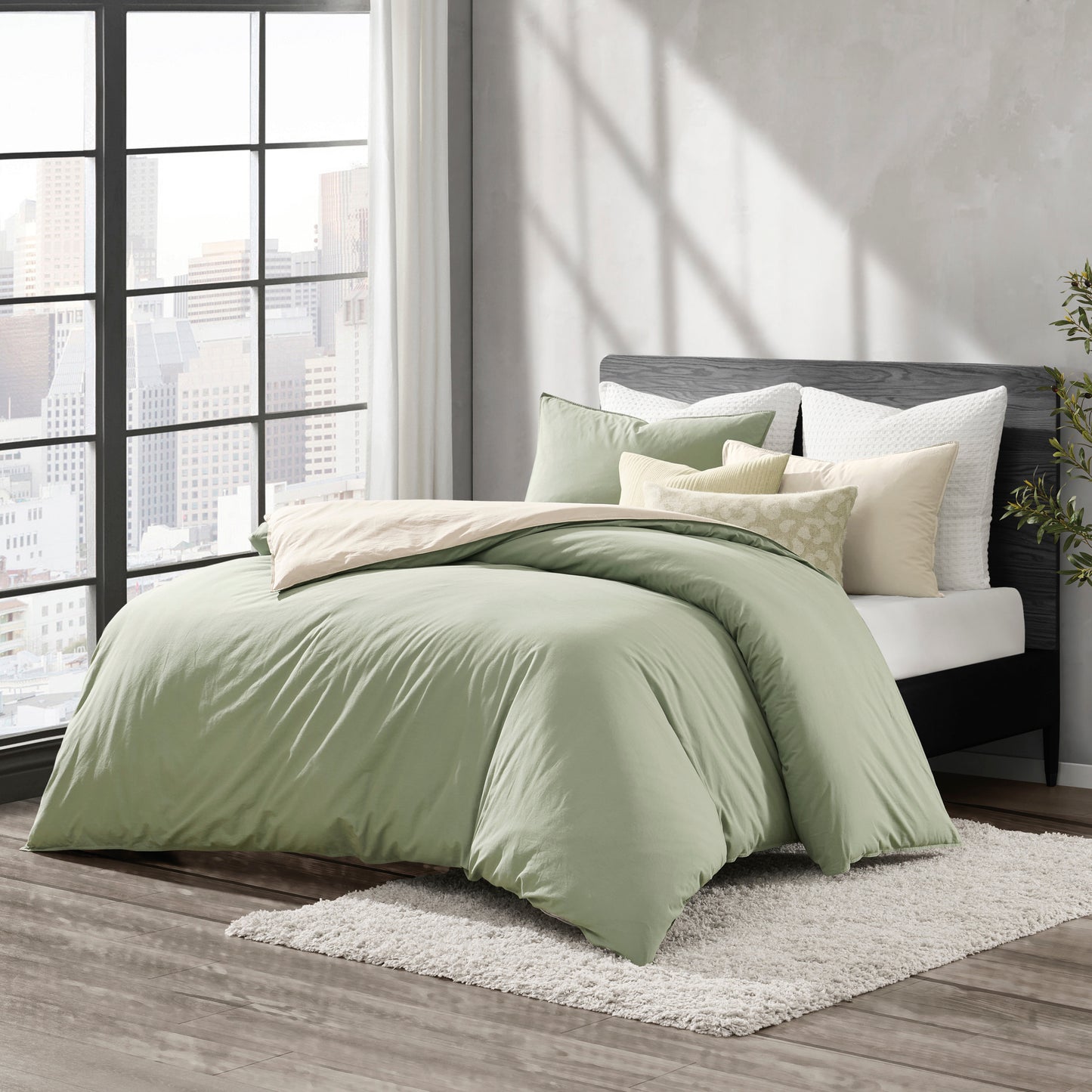 DKNY Reversible Vintage Washed Cotton Duvet Set