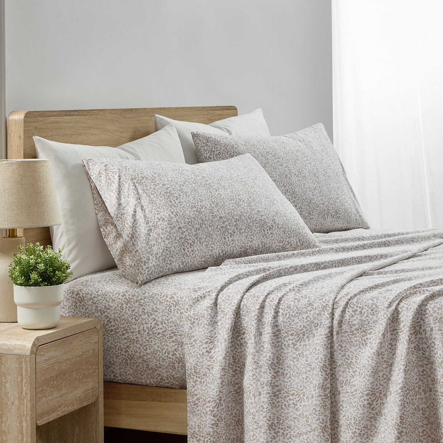 DKNY Animal Abstract Printed Washed Microfiber 4-Piece Sheet Set