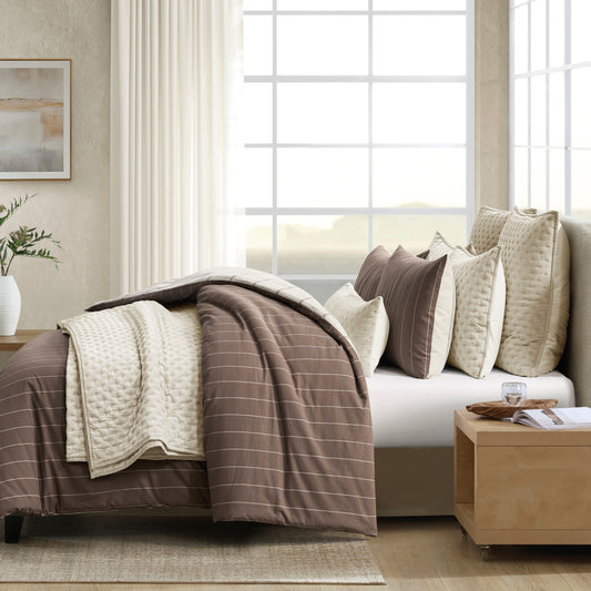DKNY PURE Hudson Stripe Reversible Comforter Set