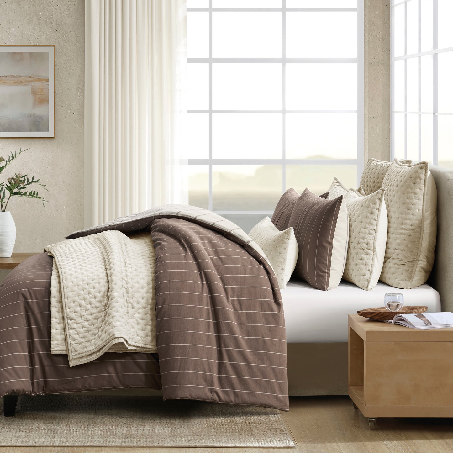 DKNY PURE Hudson Stripe Reversible Duvet Set