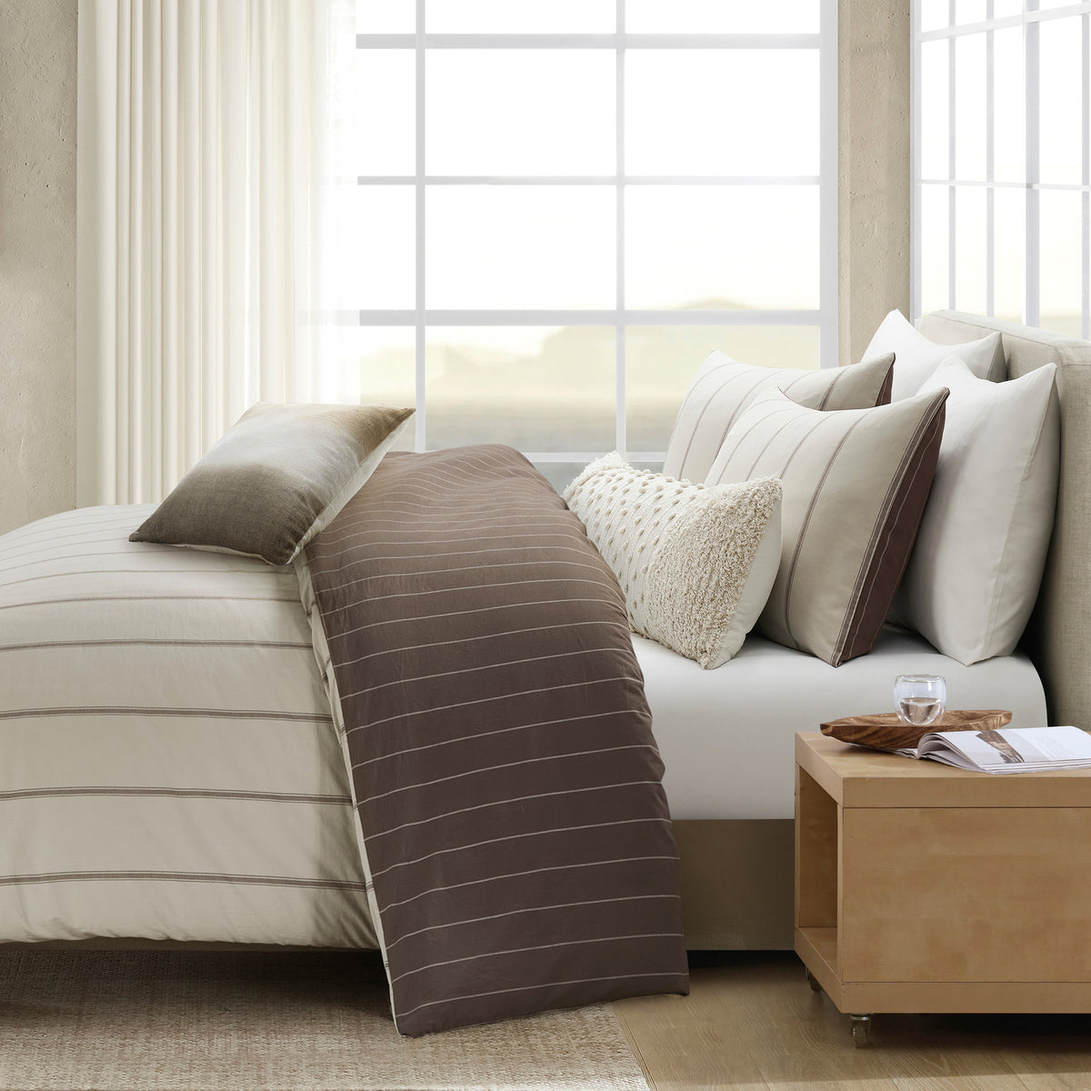 DKNY PURE Hudson Stripe Reversible Duvet Set