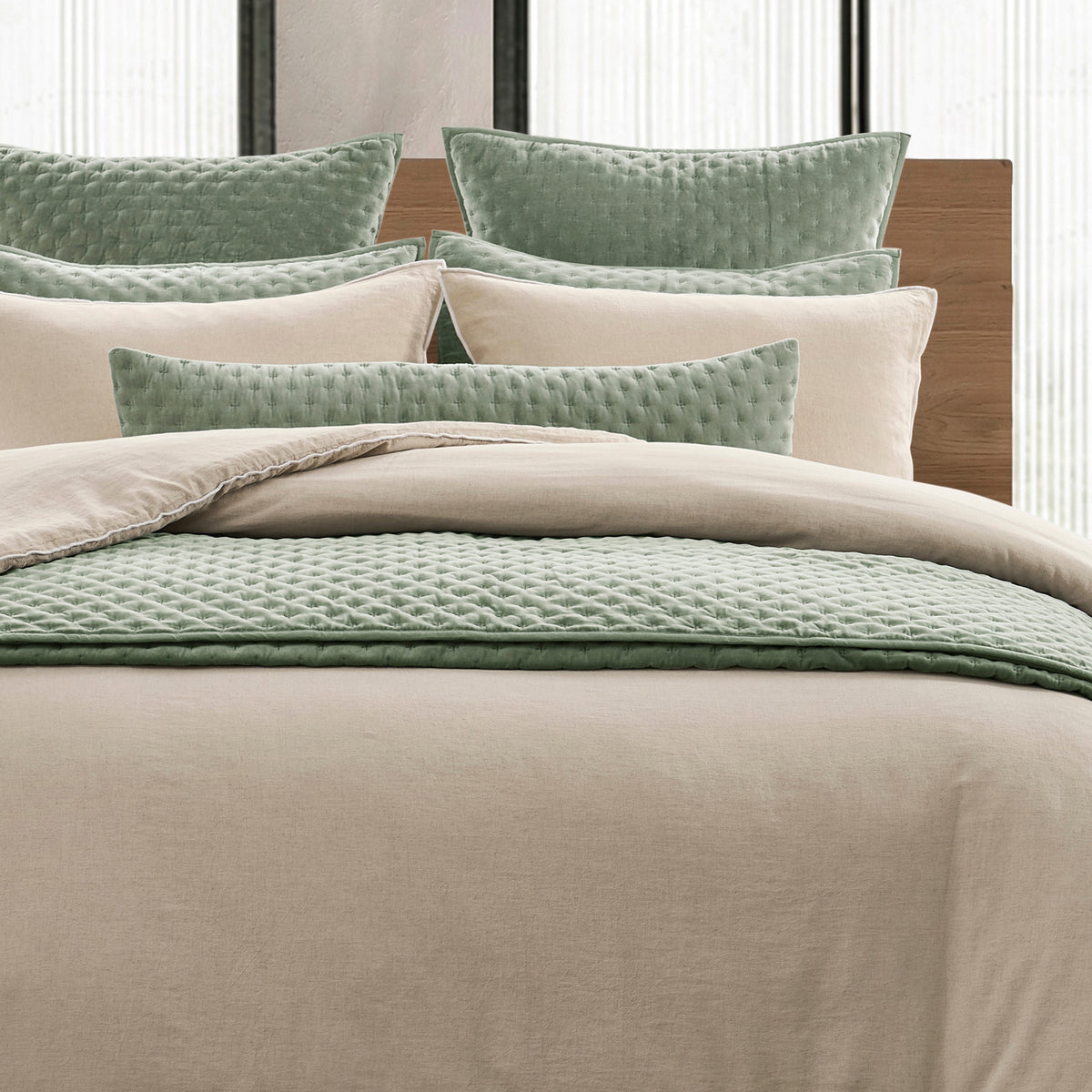 DKNY PURE Velvet Quilted Bolster Pillow