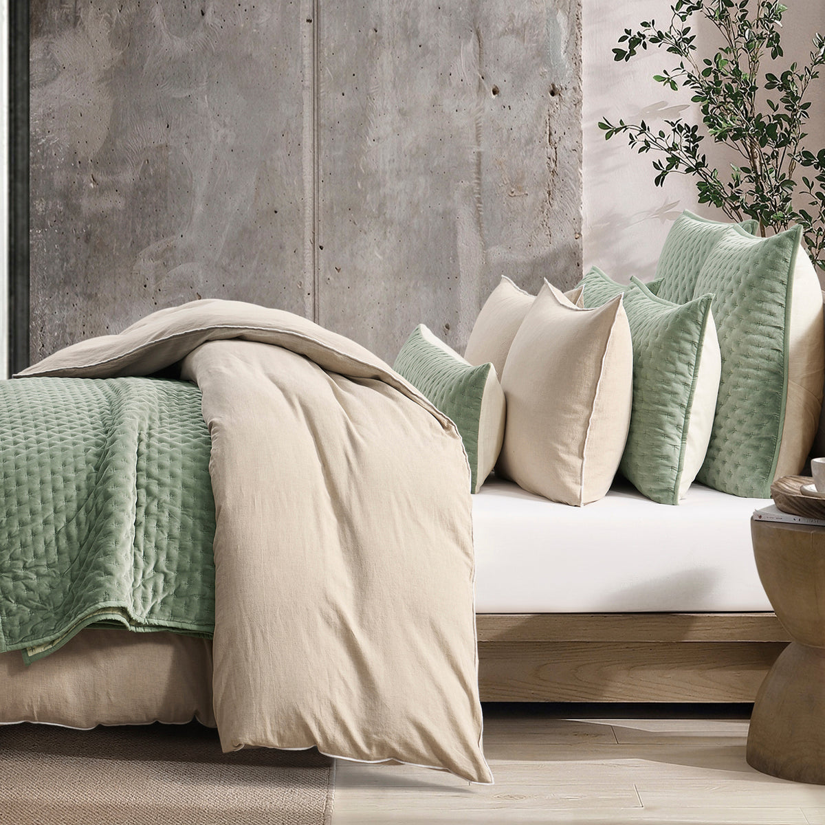 DKNY PURE Velvet Quilted Bolster Pillow