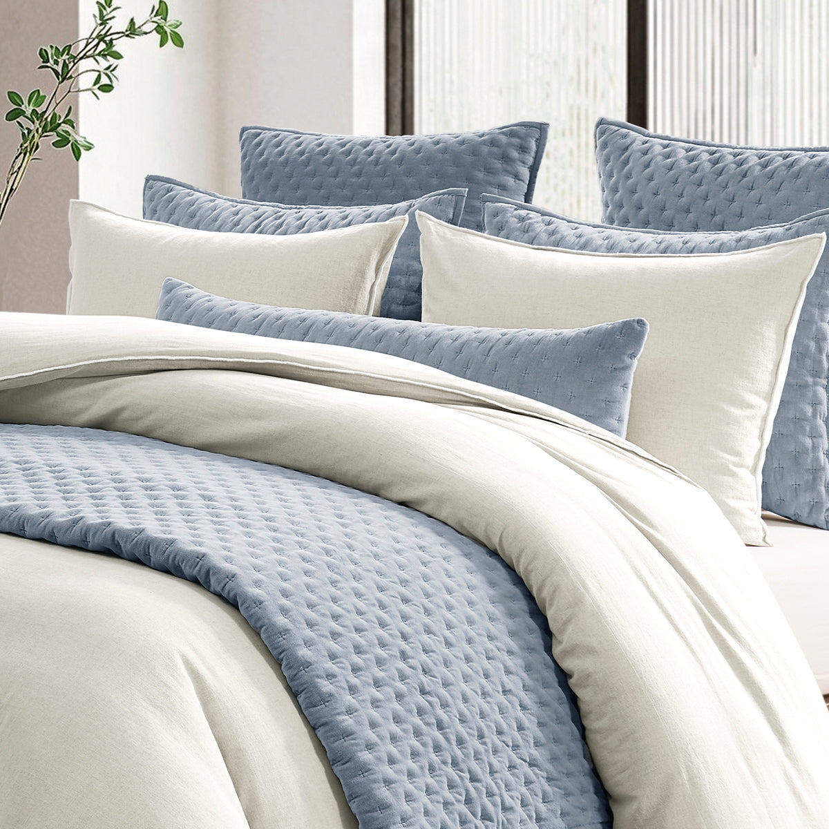DKNY PURE Velvet Quilted Bolster Pillow