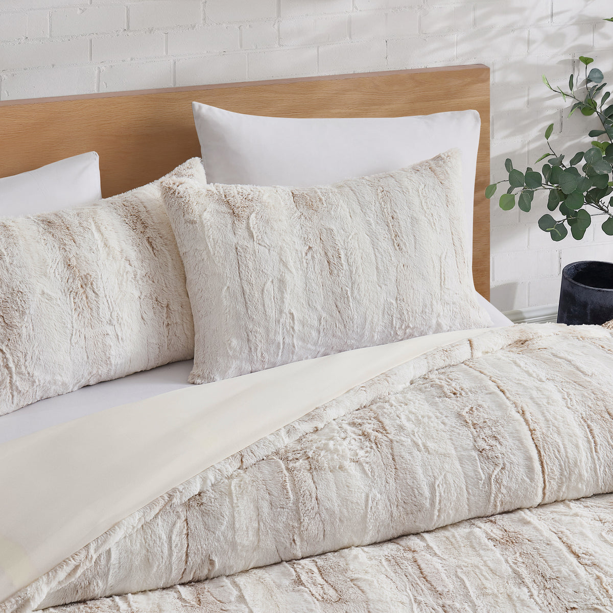 DKNY Wide Stripe Faux Fur Comforter Set
