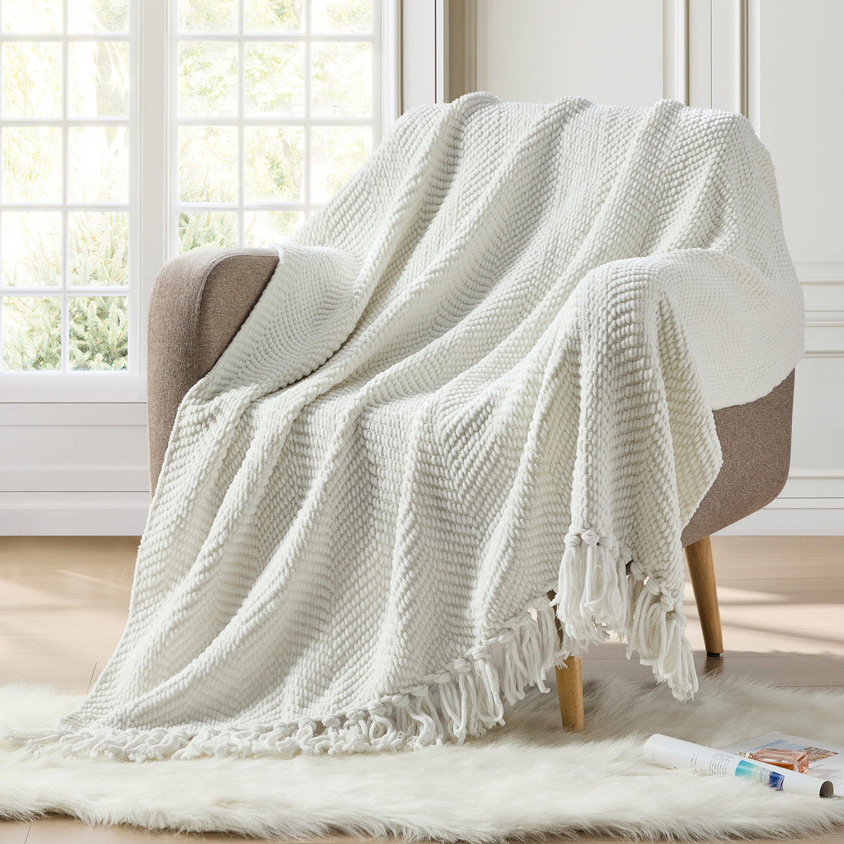 DKNY Chenille Herringbone Throw