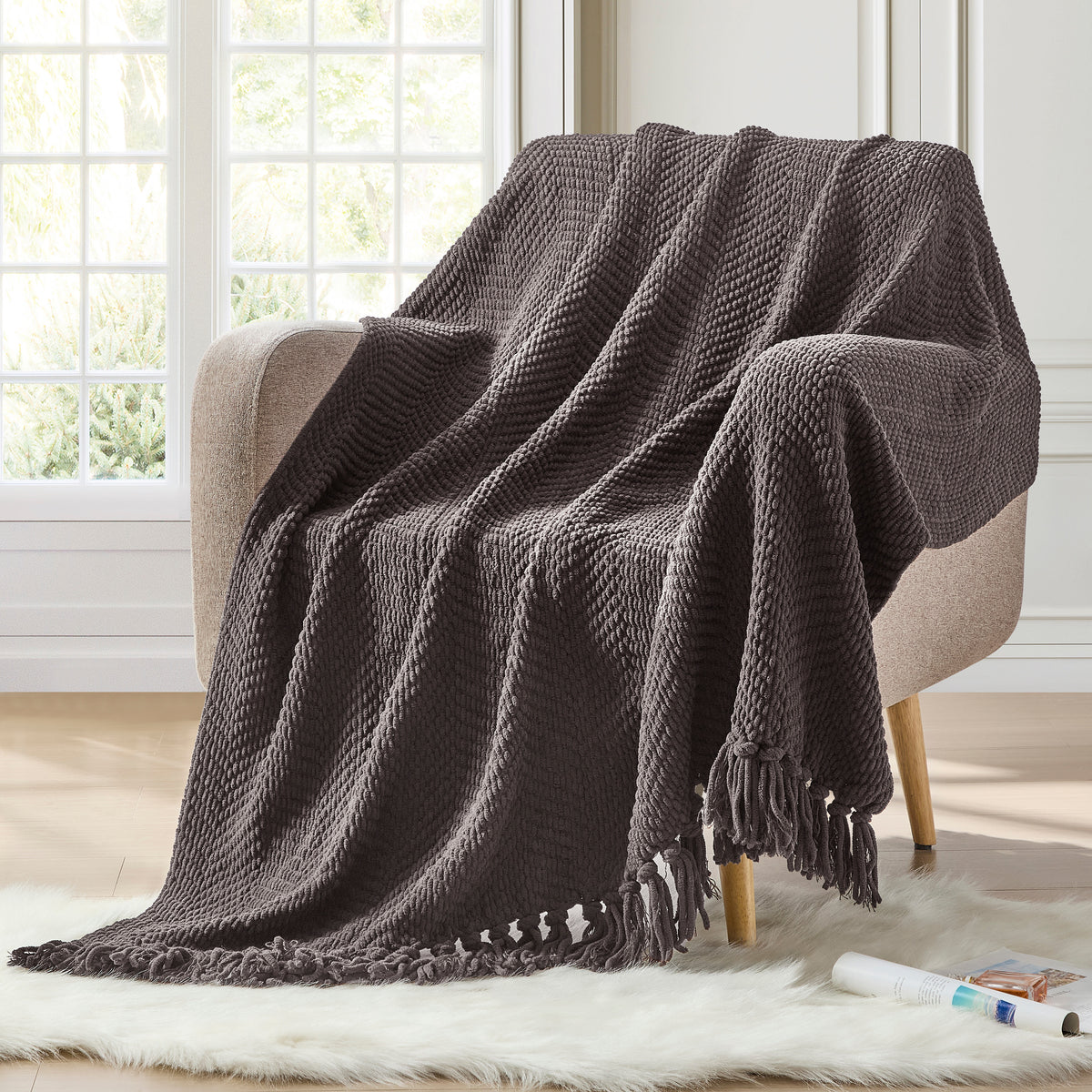 DKNY Chenille Herringbone Throw