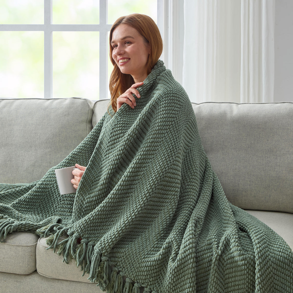 DKNY Chenille Herringbone Throw