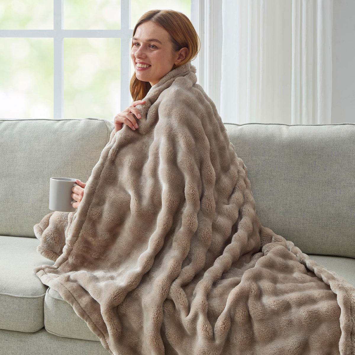 DKNY Solid Bubble Plush Throw