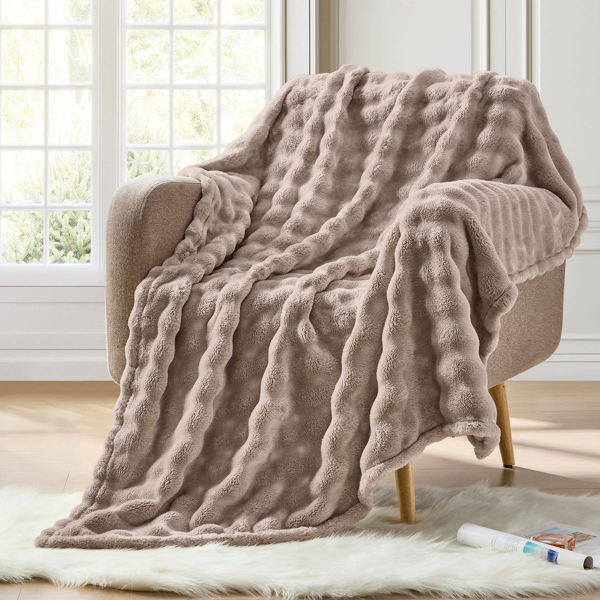 DKNY Solid Bubble Plush Throw