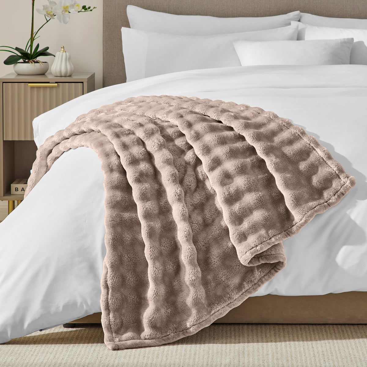 DKNY Solid Bubble Plush Throw