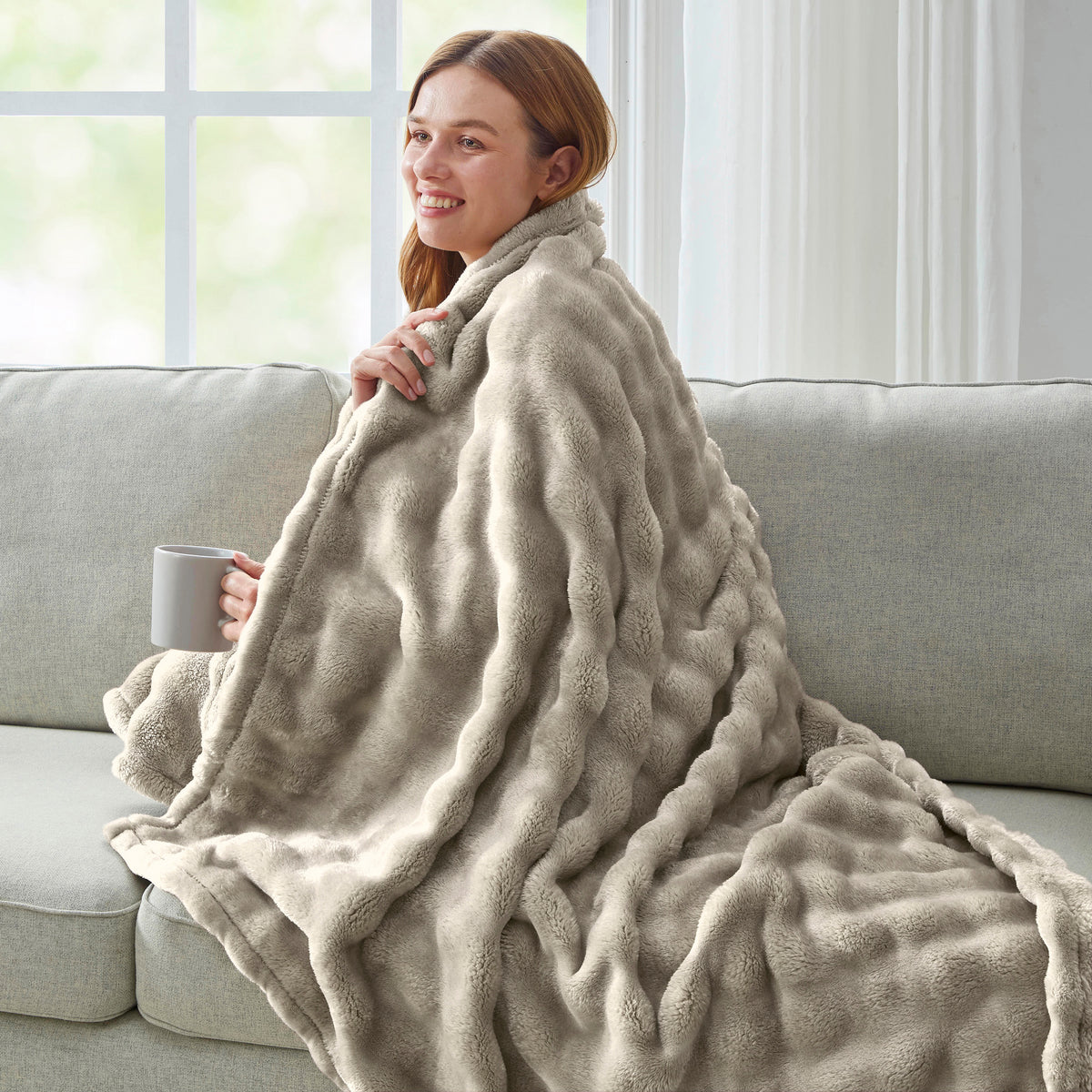 DKNY Solid Bubble Plush Throw