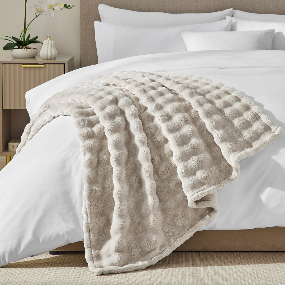 DKNY Solid Bubble Plush Throw