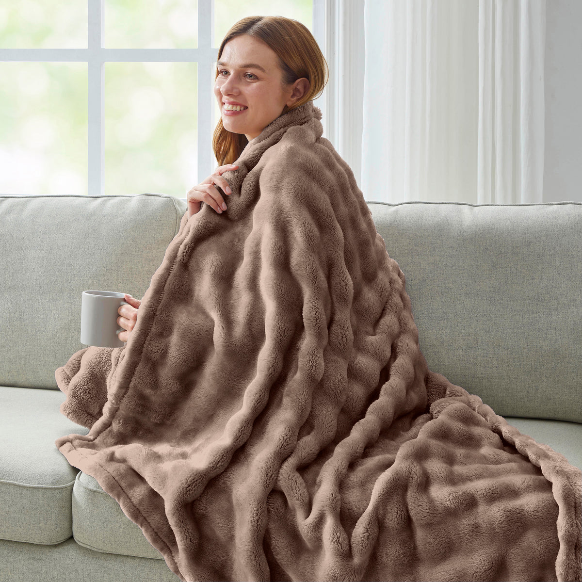 DKNY Solid Bubble Plush Throw