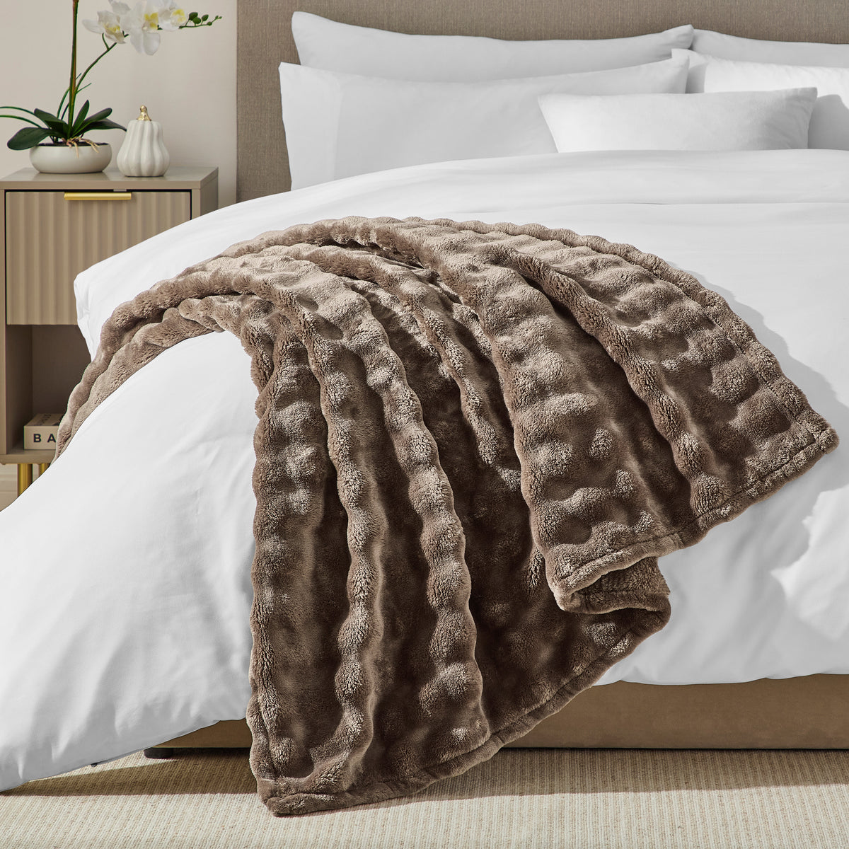 DKNY Solid Bubble Plush Throw