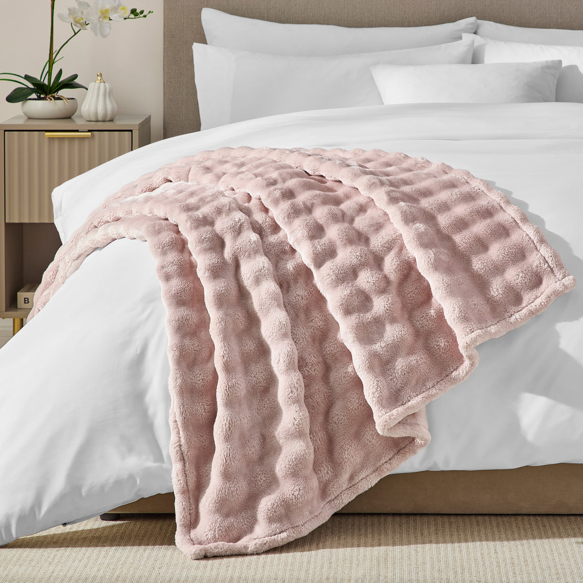 DKNY Solid Bubble Plush Throw