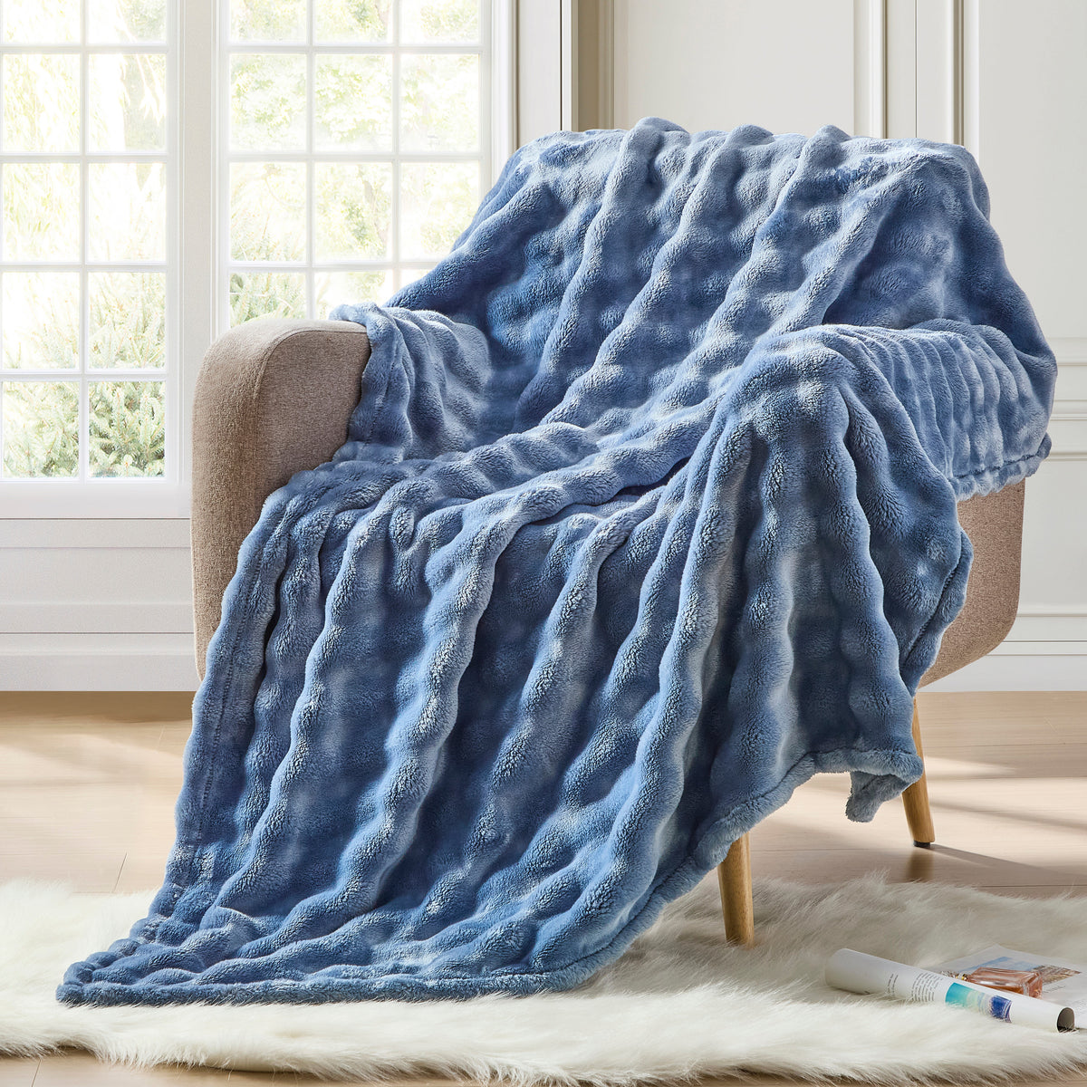 DKNY Solid Bubble Plush Throw