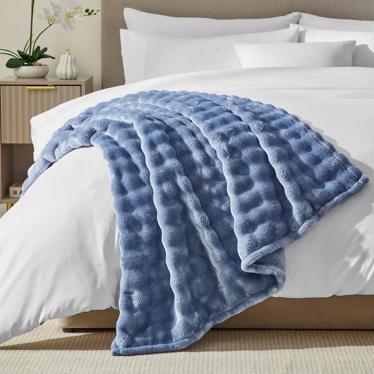 DKNY Solid Bubble Plush Throw