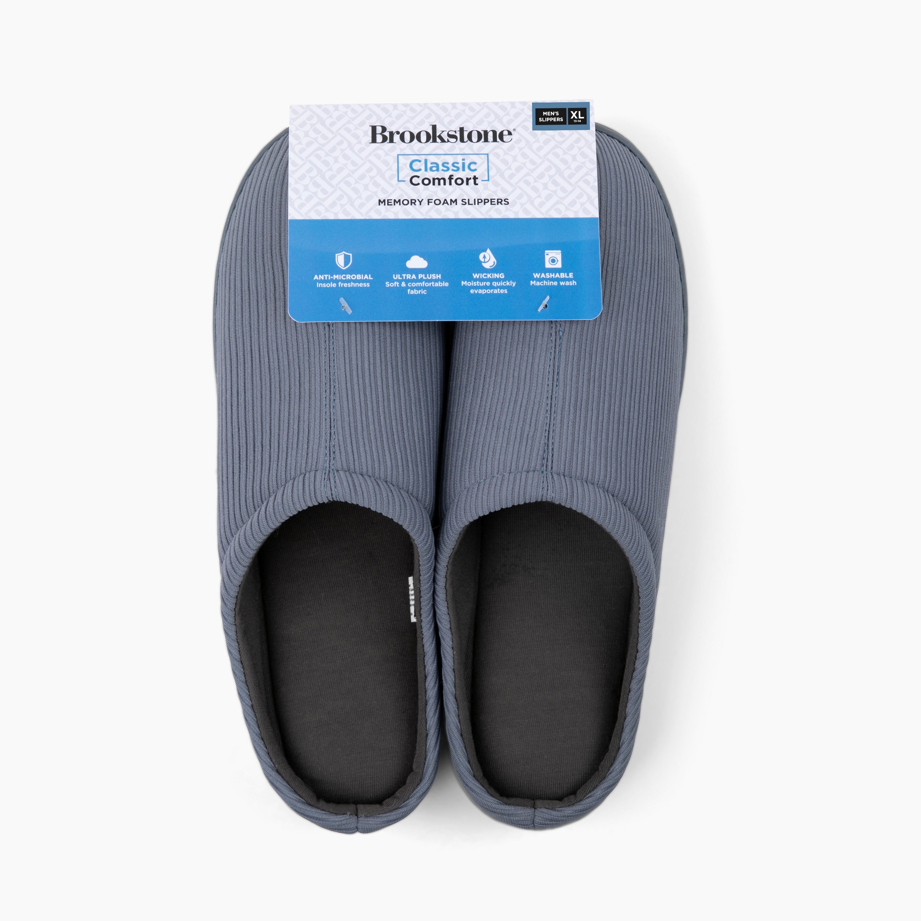 Brookstone Classic Comfort Memory Foam Men s Slippers decoratd