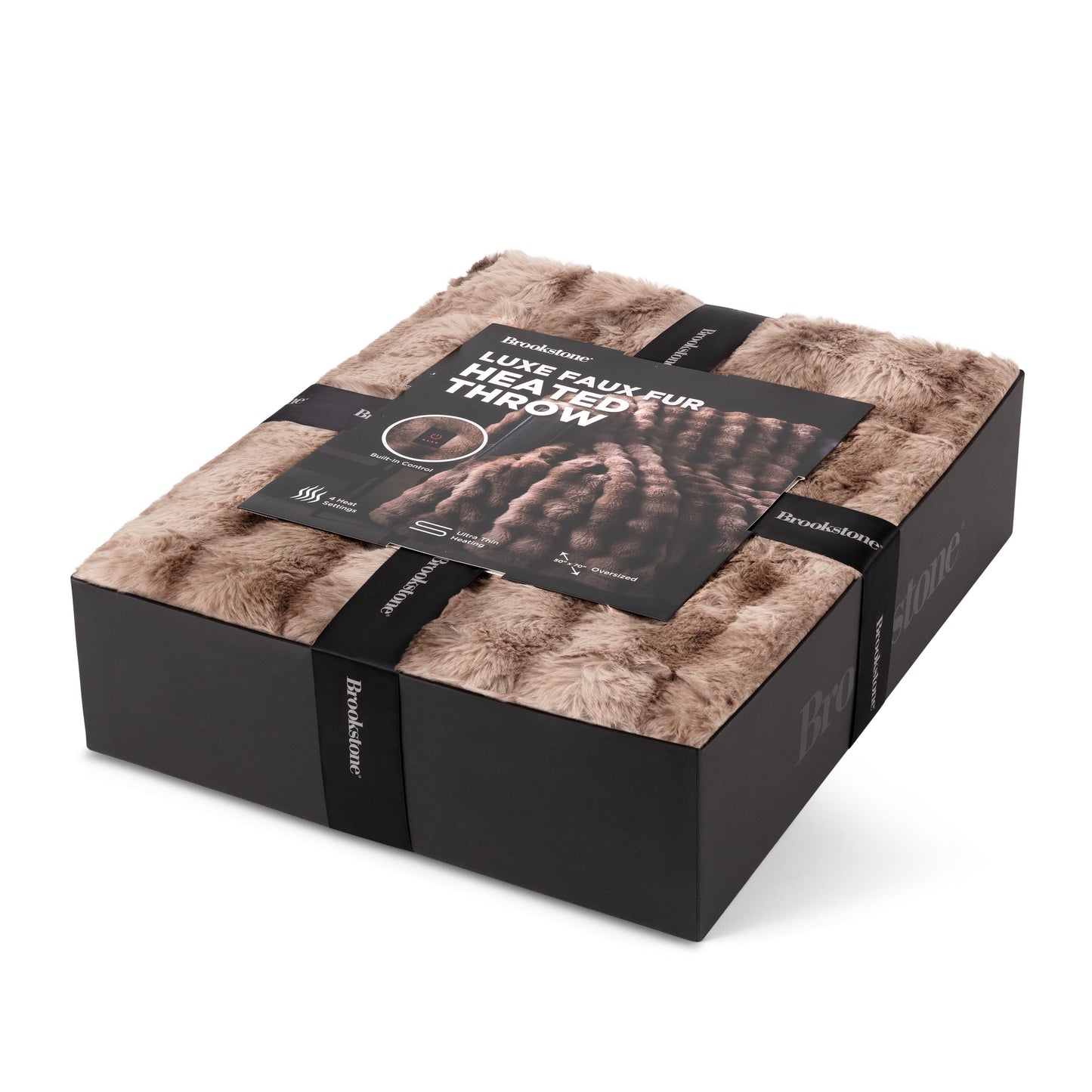 Brookstone Luxe Faux Fur Heated Throw