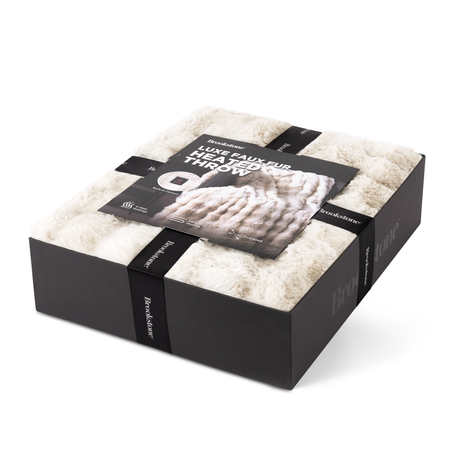 Brookstone Luxe Faux Fur Heated Throw