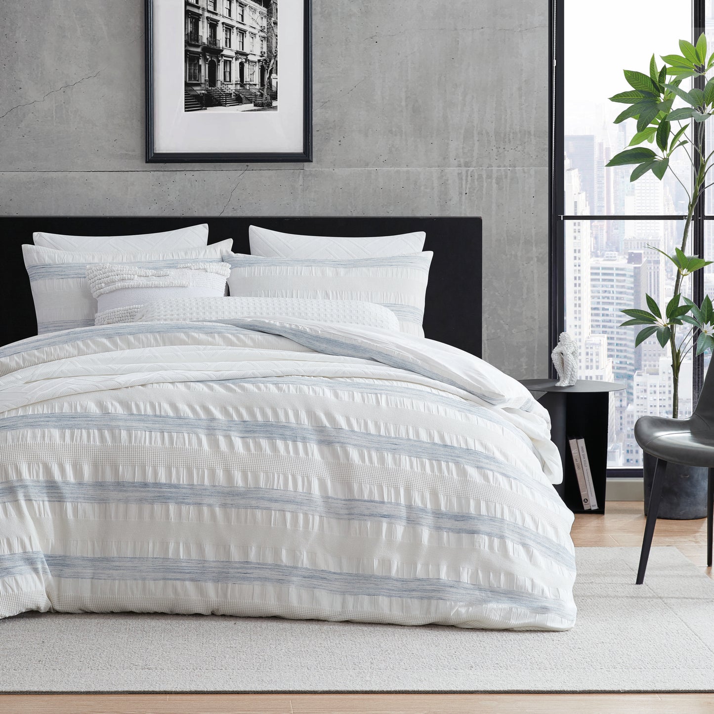 DKNY Waffle Stripe Jacquard Duvet Set
