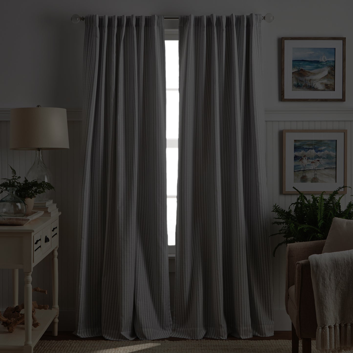 Martha Stewart Ticking Stripe Curtain Panel Pair