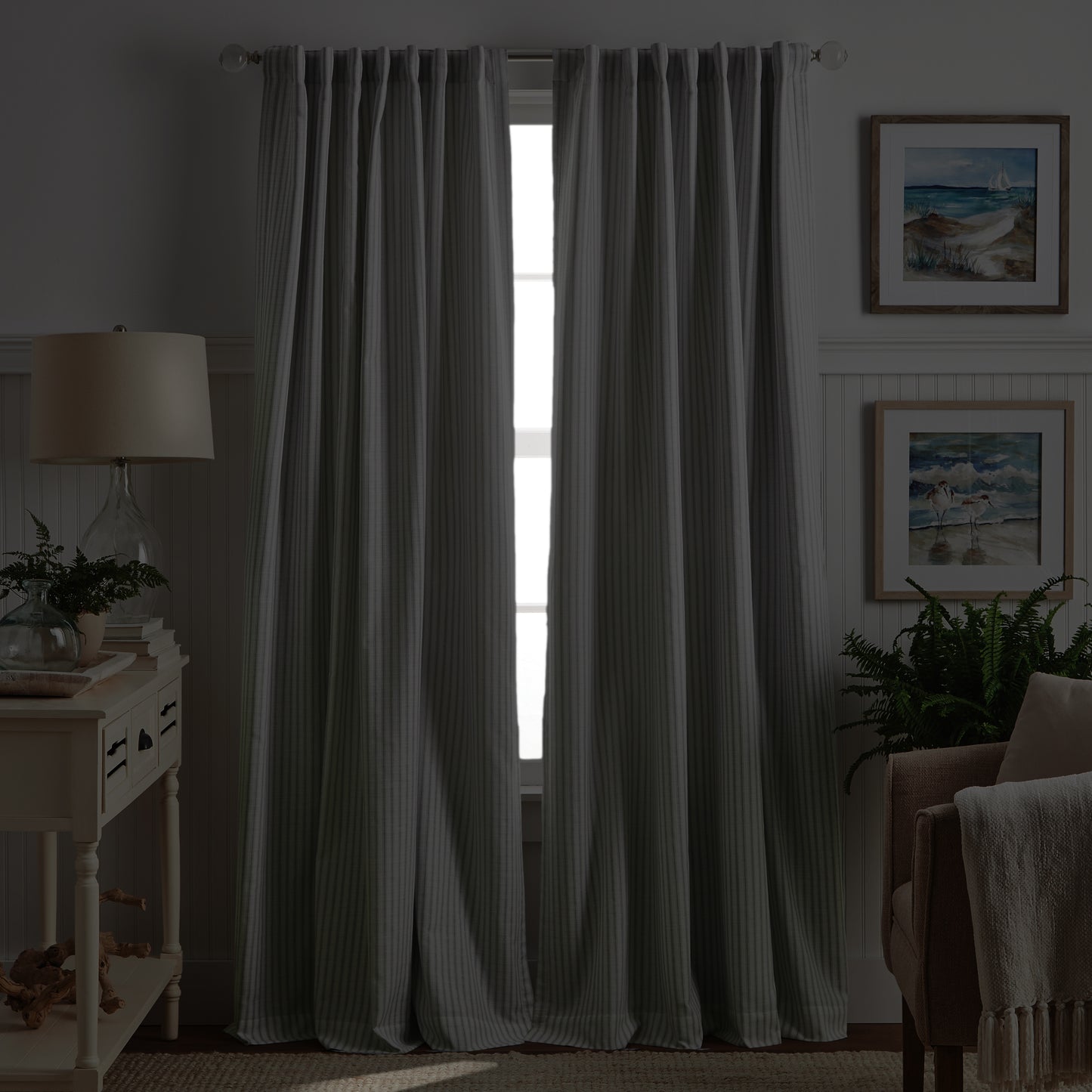 Martha Stewart Ticking Stripe Curtain Panel Pair