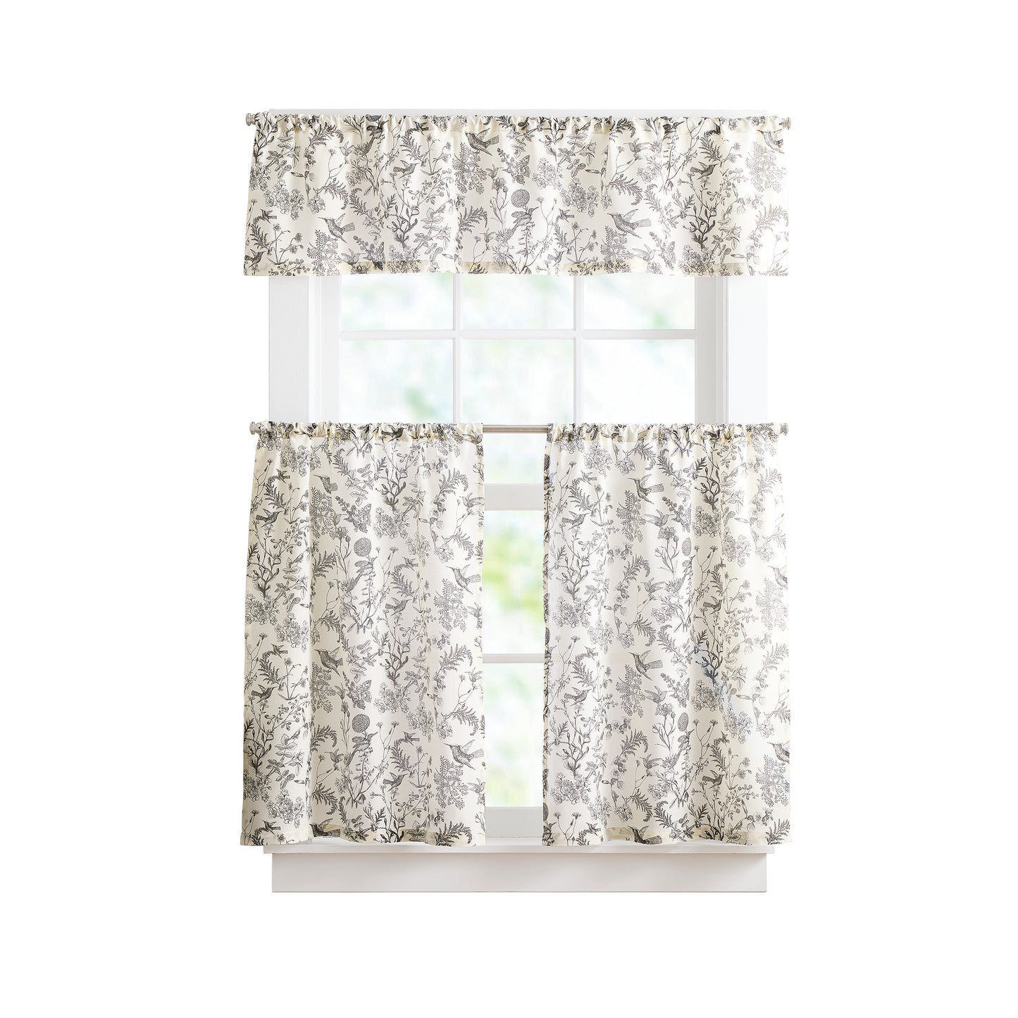 Curtainworks Hummingbird Valance and Tier Set