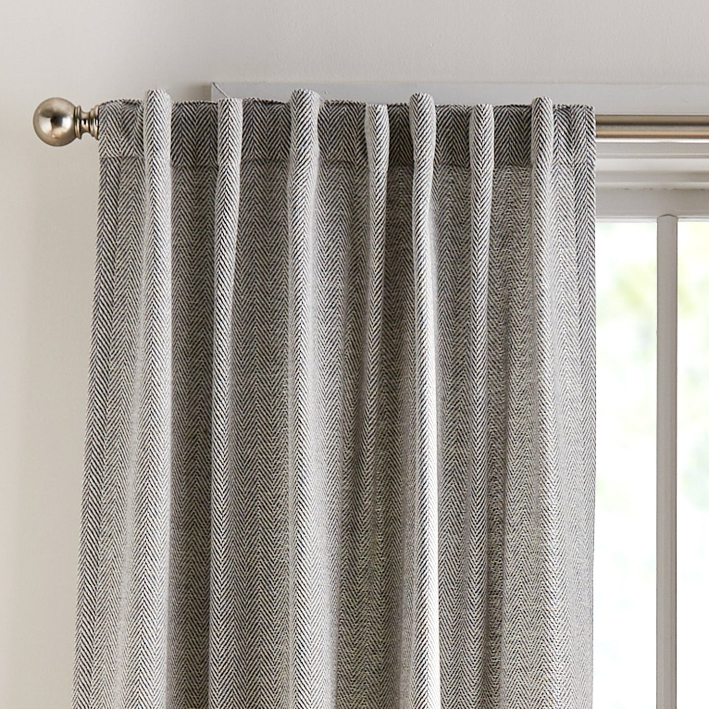 Peri Home Herringbone Backtab Curtain, Set of 2 Panels