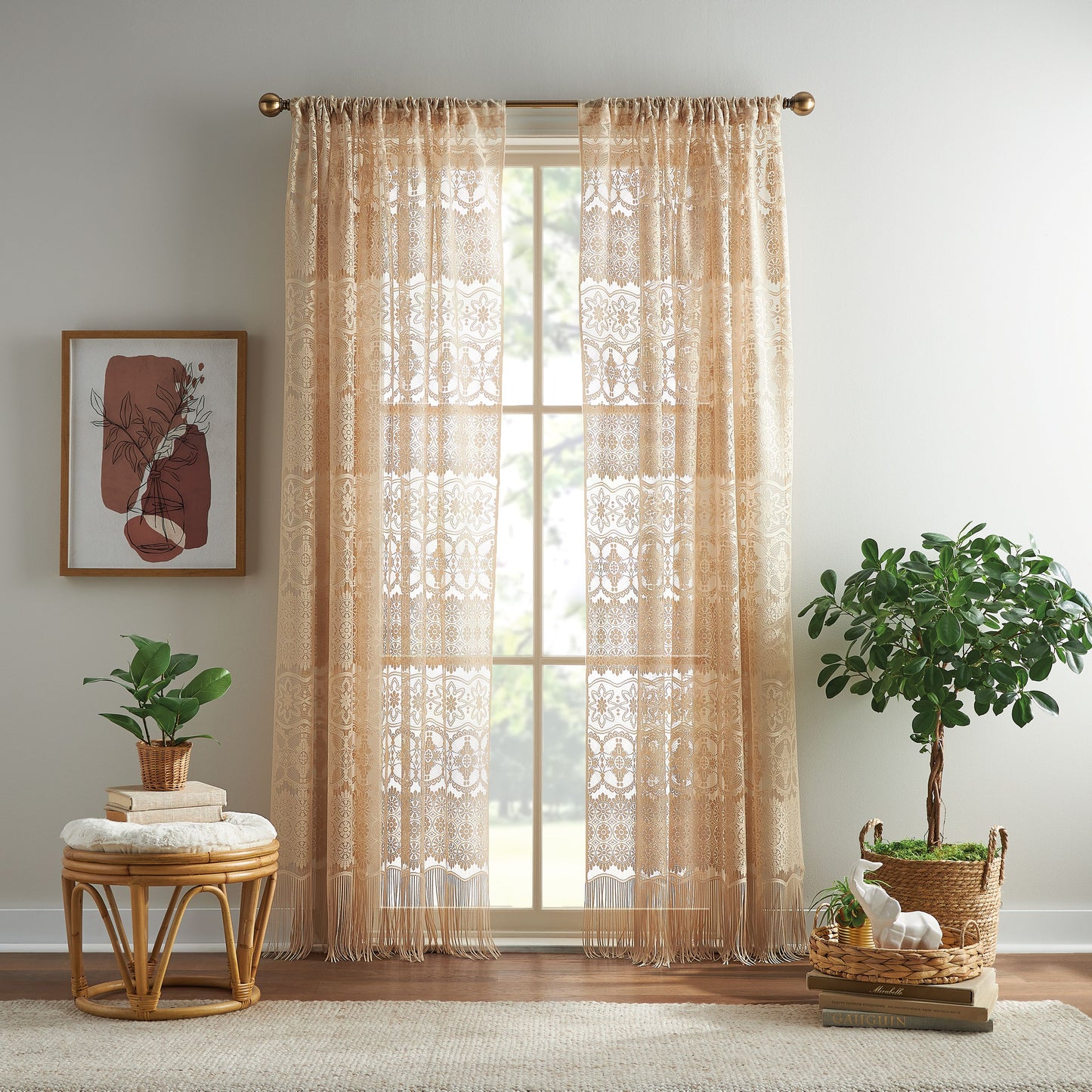 Peri Home Boho Lace Curtain Panel