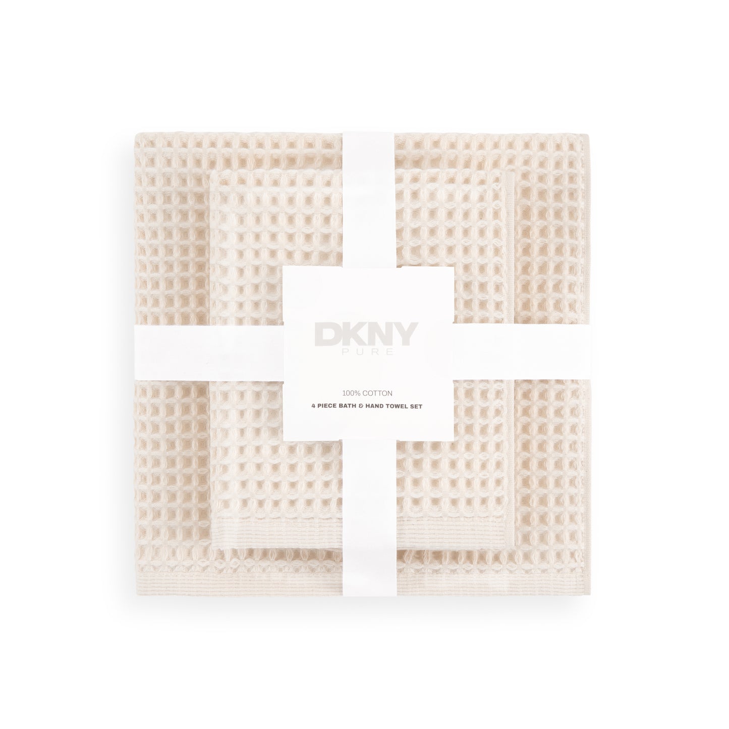 DKNY PURE Yarn Dyed Waffle Unbleached Cotton Bath & Hand Towel Set