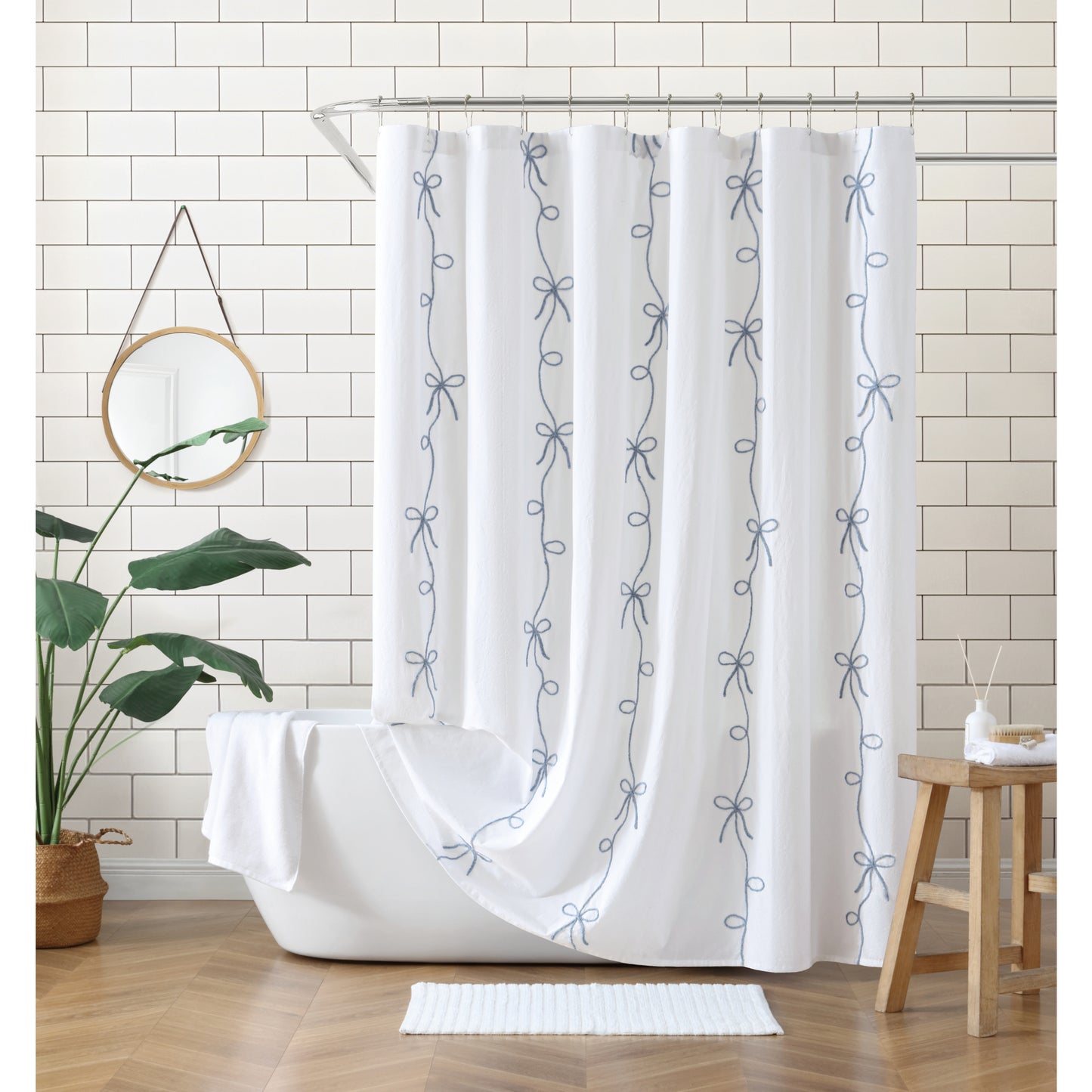 Peri Home Sasha Bows Shower Curtain, Blue