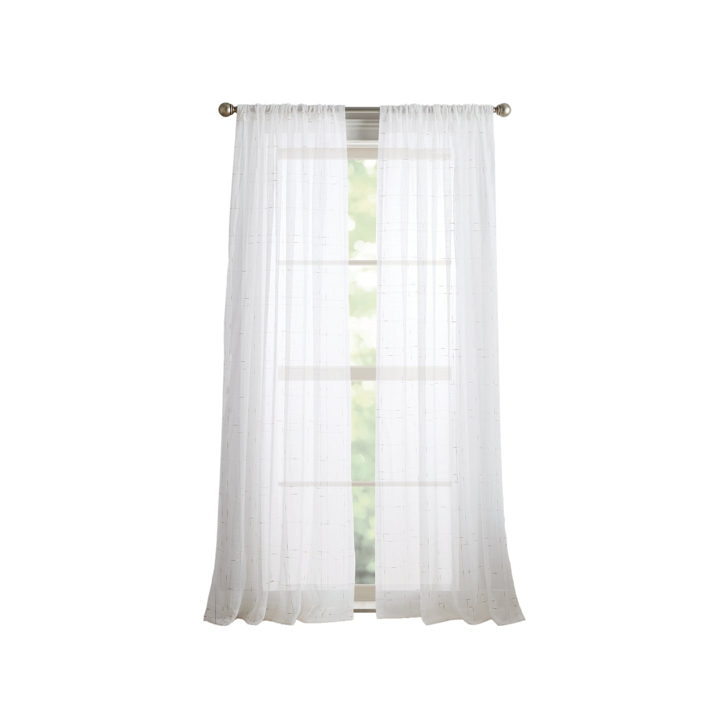 DKNY Metallic Grid Curtain Panel Pair