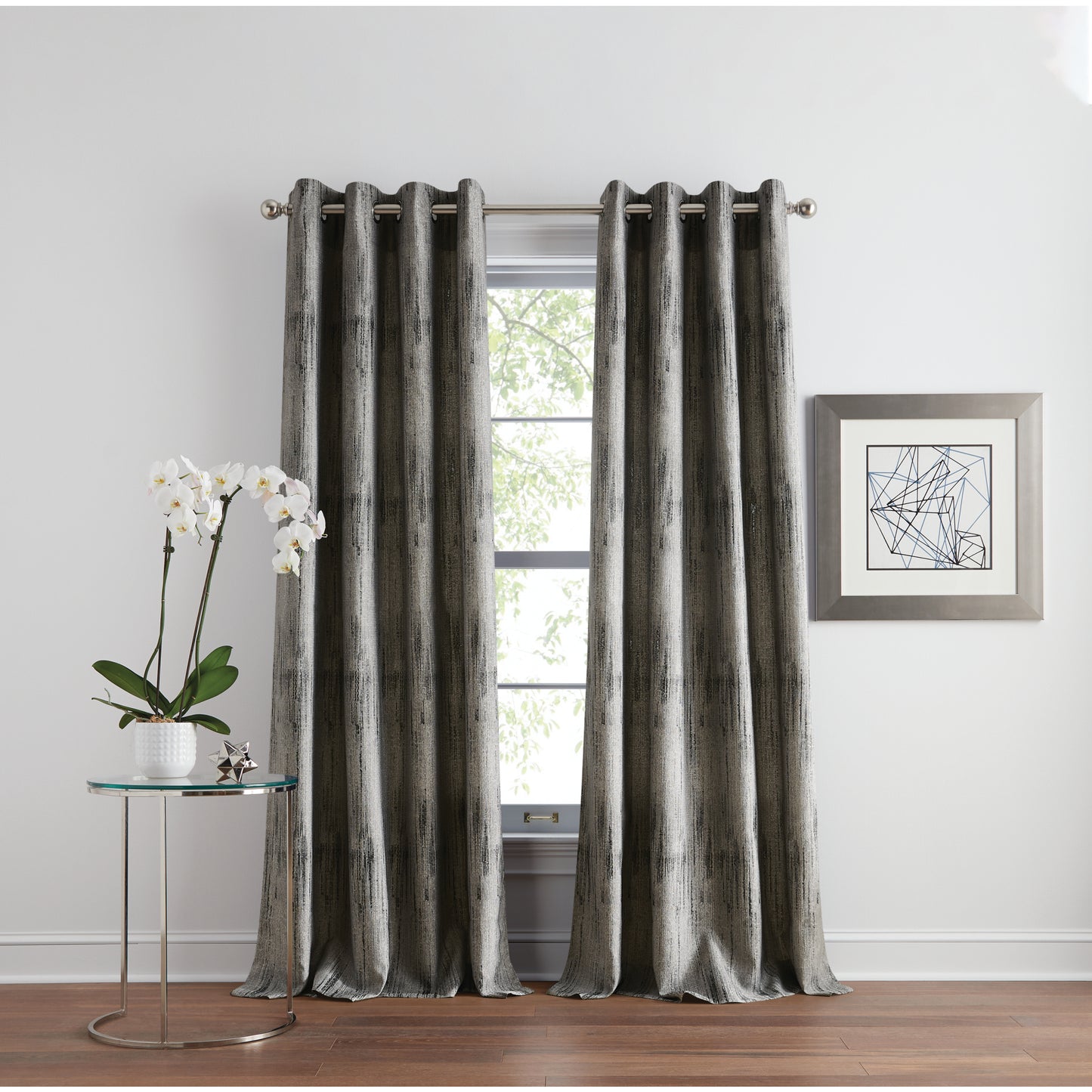 DKNY Basalt Jacquard Room Darkening Curtain Panel Pair