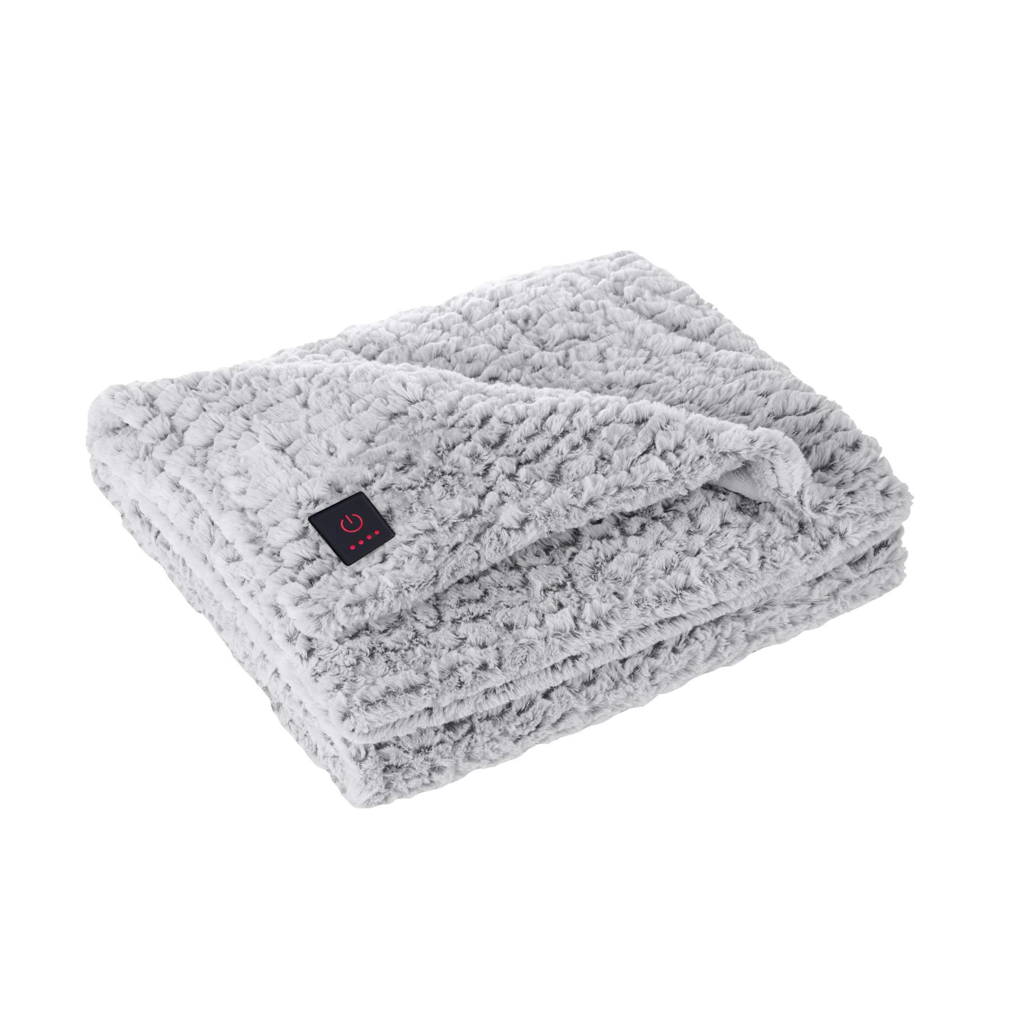 Brookstone Heated Faux Fur Throw decoratd