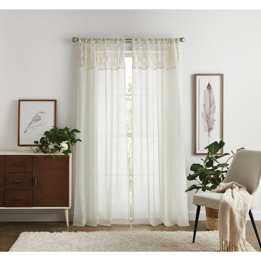 Martha Stewart Piece Macrame Curtain Poletop Panel Pair