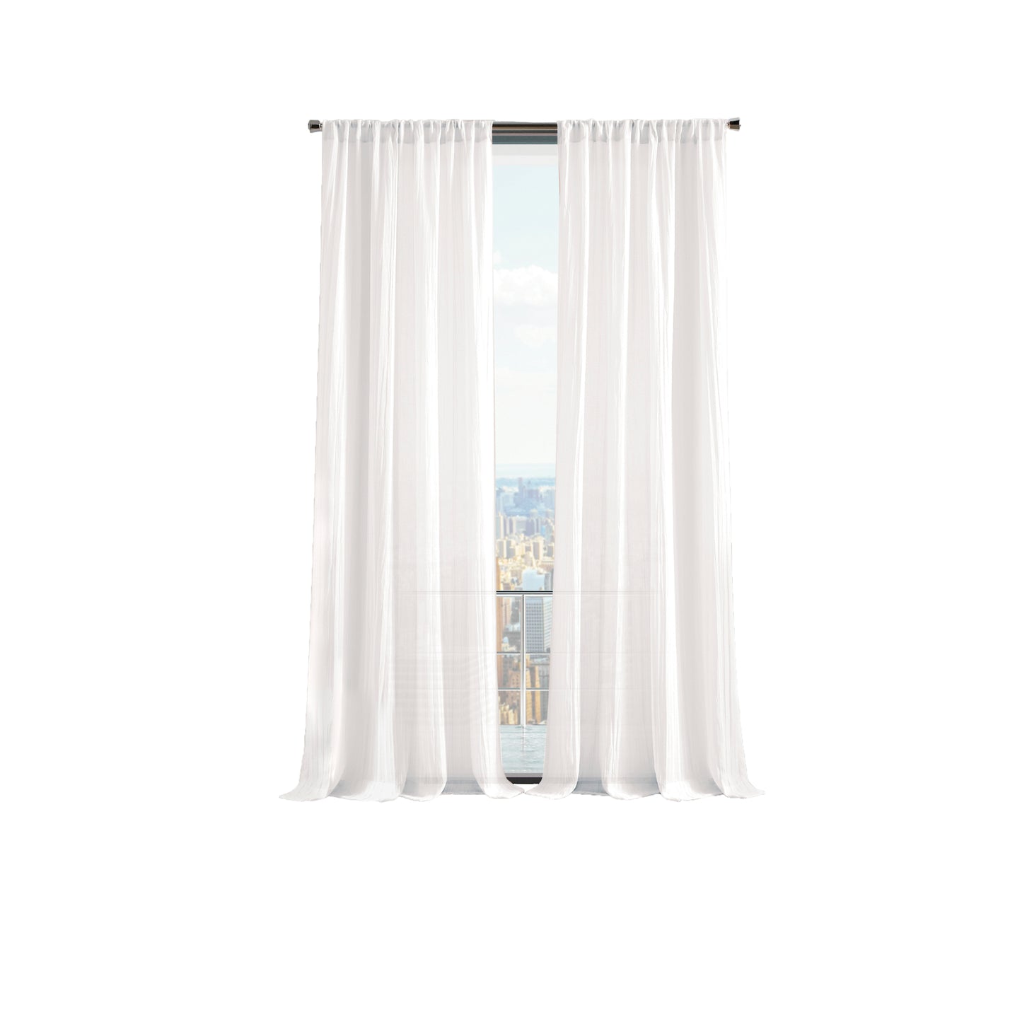 Martha Stewart Crinkle Sheer Curtain Poletop Panel Pair