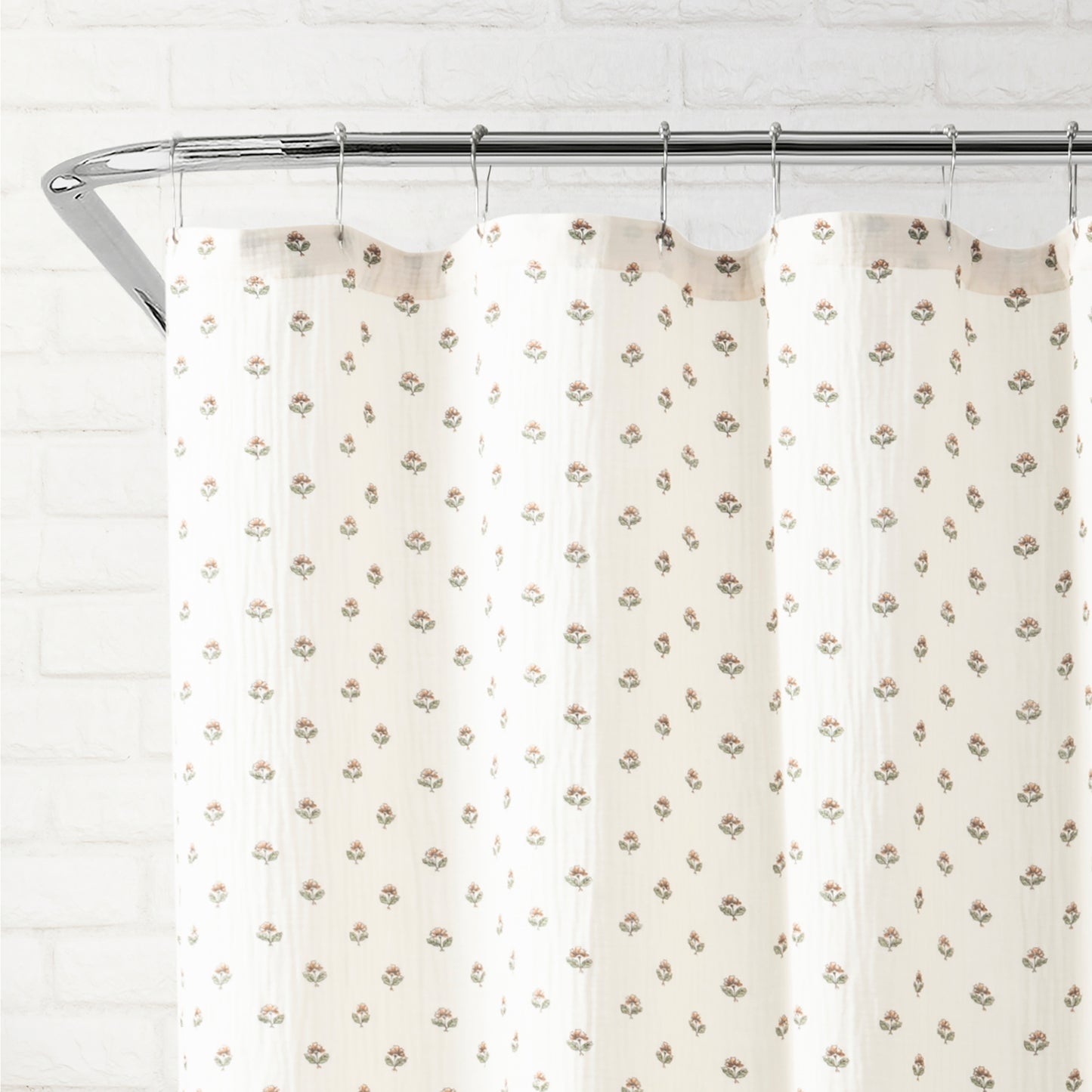 Peri Home Block Print Gauze Shower Curtain Multi