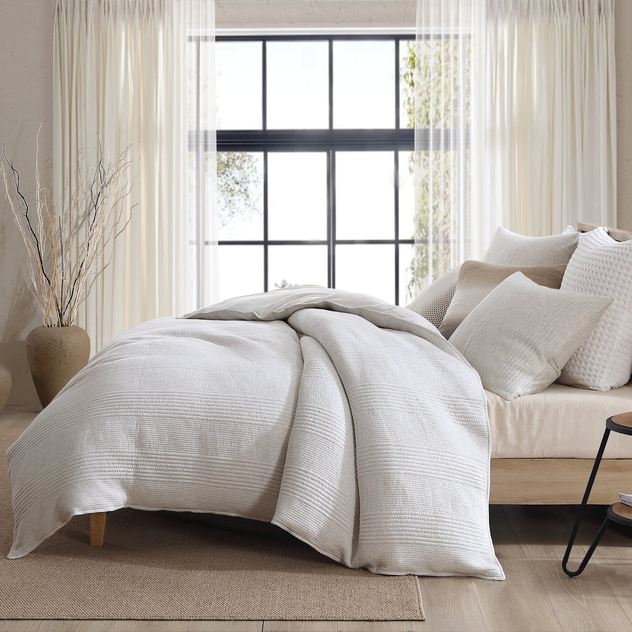 Dkny city pleat discount duvet cover white