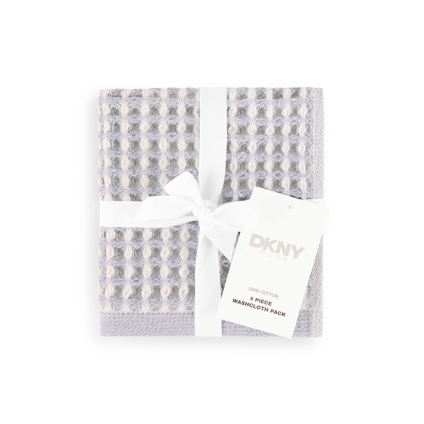 DKNY PURE Yarn Dyed Waffle Unbleached Cotton Washcloth Set