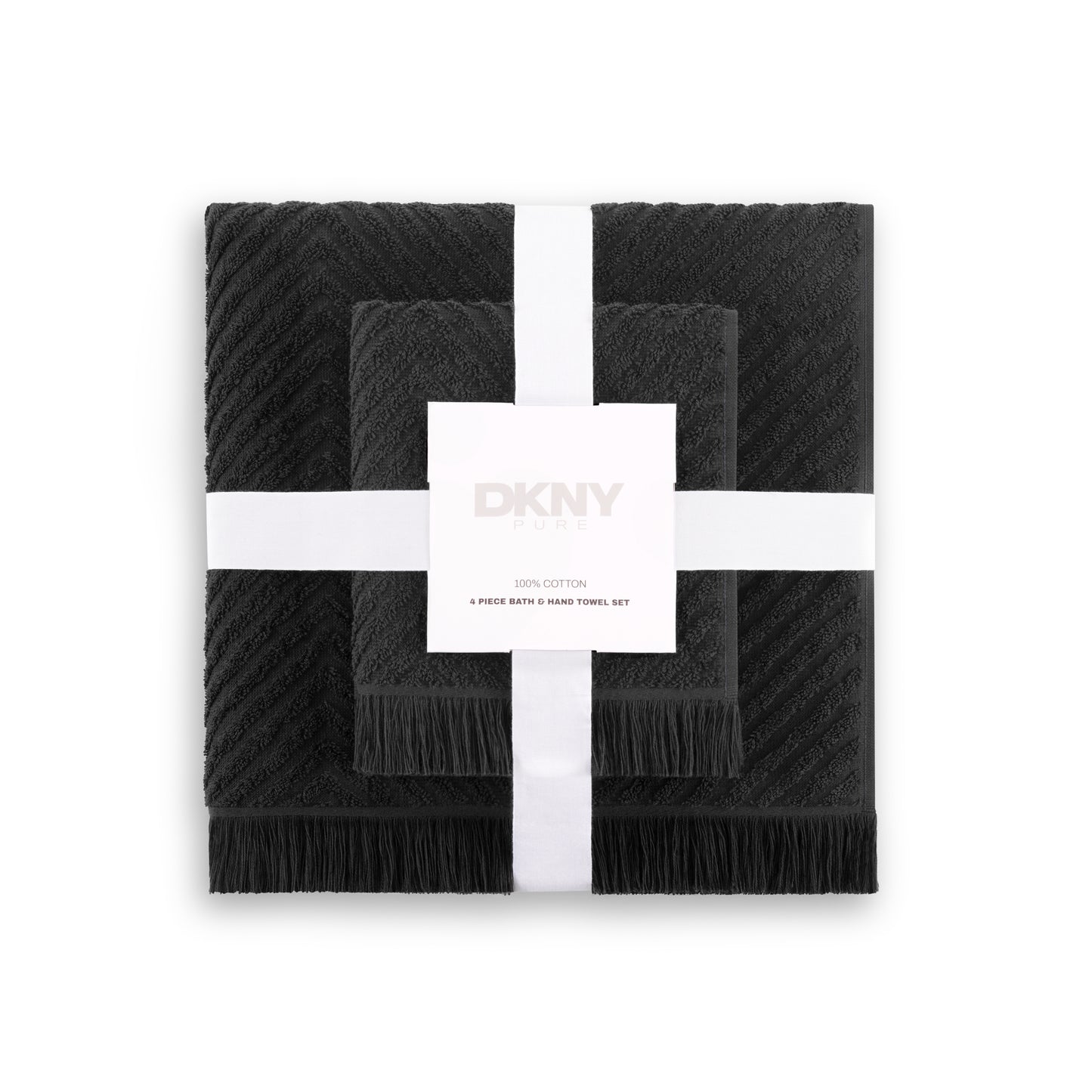 DKNY PURE Herringbone Bamboo Charcoal Bath and Hand Towel 4-piece Set