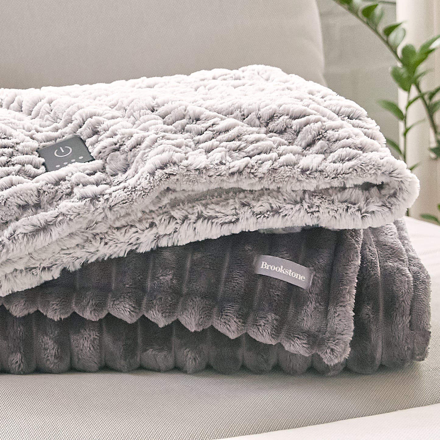 Brookstone Heated Ribbed Throw