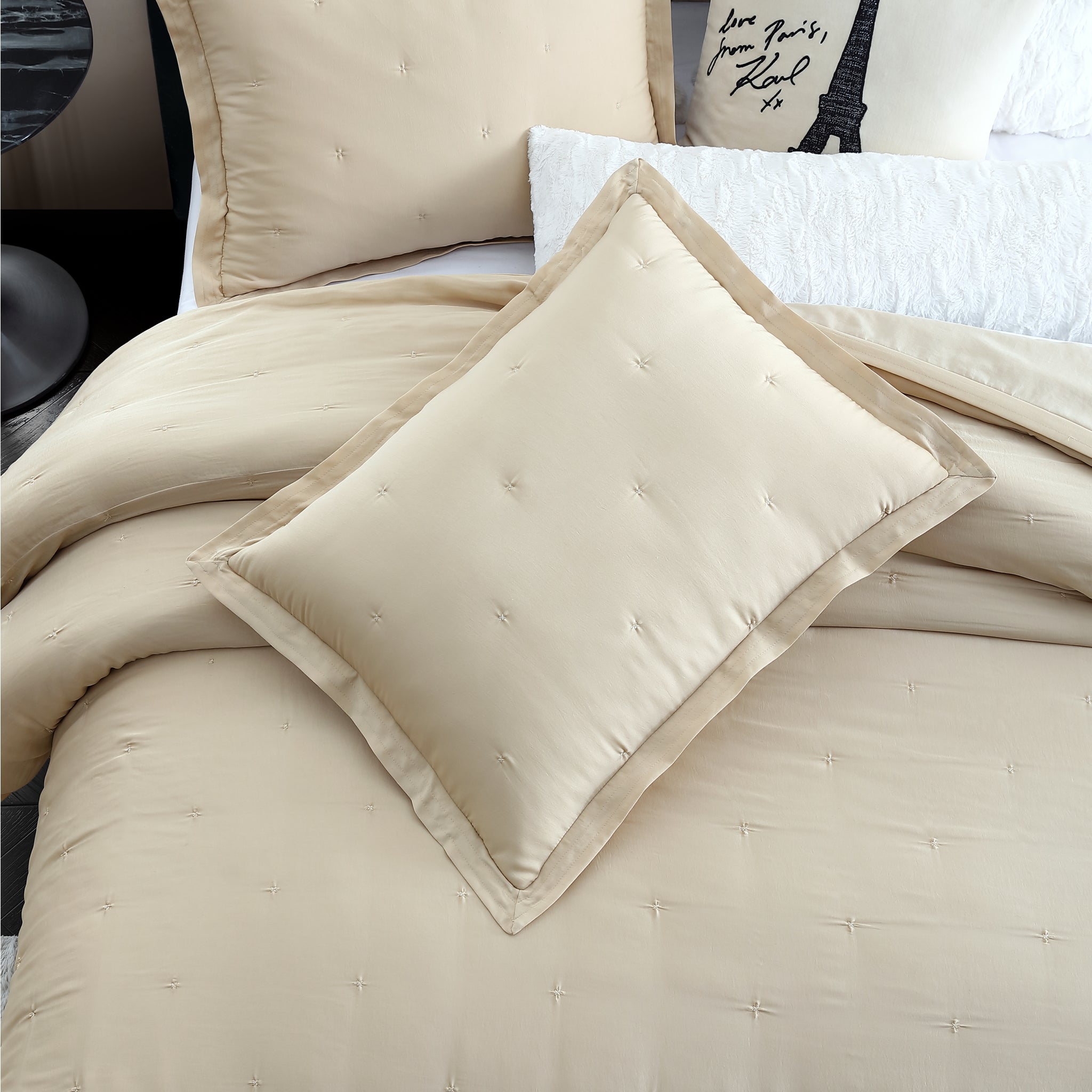 New! 2024 Karl Lagerfeld 4-Piece Queen Satin Sheet Set—White—