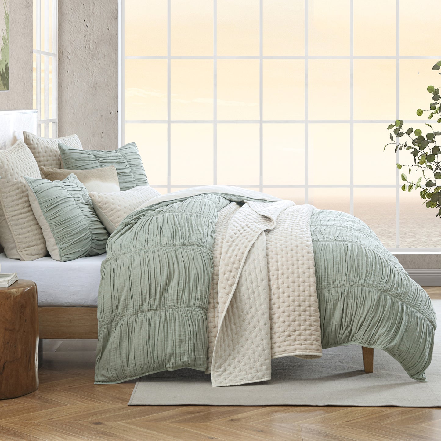 DKNY PURE Ruched Gauze Comforter Set